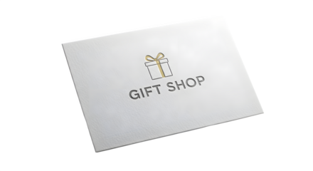 Gift Shop Signage on White Cardboard Box.