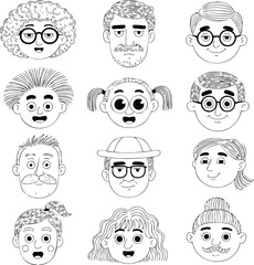 Human facial expressions vector icons illustration