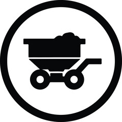 Silhouette mine cart icon in black circle vector Illustrator