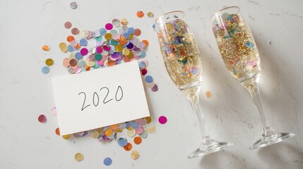 Two glasses of champagne with confection confections