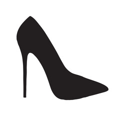 Black High Heel Shoe Silhouette Keywords: shoe, high heel, stiletto, pump, fashion, footwear
