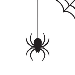 Spider Hanging from Web Silhouette Keywords: spider, web, hanging, creepy, scary, Halloween