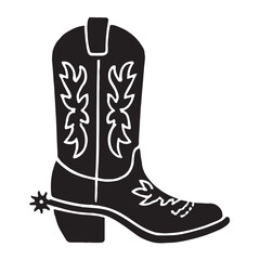 Black Silhouette of a Cowboy Boot with Spur western