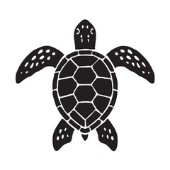 Silhouette of a sea turtle with patterned shell animal