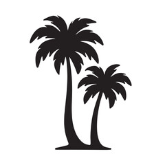 Silhouette of two palm trees on a white background