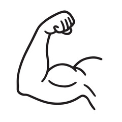Flexed Bicep Arm Outline Icon Keywords: arm, bicep, muscle, flex, strength, fitness, workout
