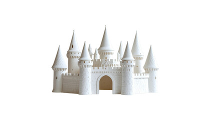 Obraz premium White tower ancient castle fortress isolated on white background