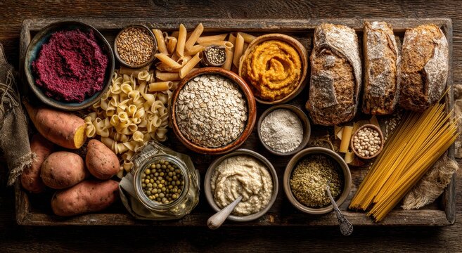 High-quality assortment of whole grains, starches, and plant-based ingredients