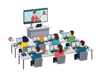 Online Learning Students Engaged in Virtual Classroom
