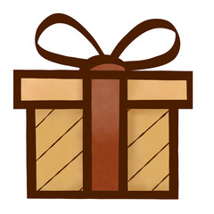 Watercolor illustration of a square gift box tied with a festive ribbon on a white background. Perfect for Hanukkah Gelt or holiday gifting themes. Raster JPEG format