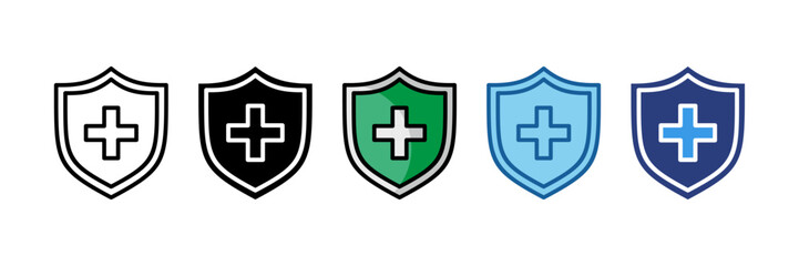 Shield Plus  Icon Set Multiple Style Collection