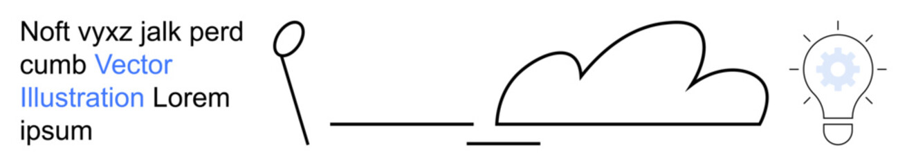 Creative thinking, brainstorming, innovation, ideas, futuristic design, simplicity. Minimalistic cloud and lightbulb graphics on a white background. Creativity and brainstorming concept