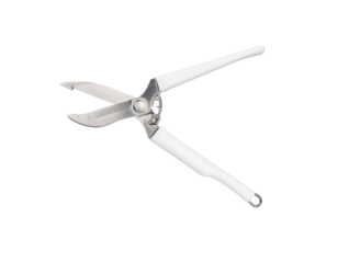 A pair of garden pruning shears with ergonomic handles designed for trimming plants and shrubs effectively