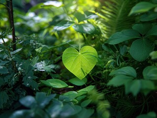 Heart-shaped leaf in sunlight