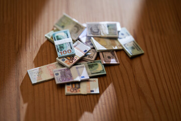 Stack of paper currency bills money cash