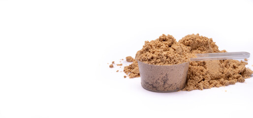 Chocolate whey protein. Supportive nutrition for muscle building	