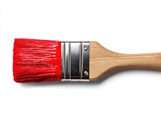 Paintbrush with red paint isolated over white background, Renovate