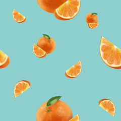 Bright Juicy Oranges Seamless Background