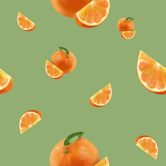 Bright Juicy Oranges Seamless Background