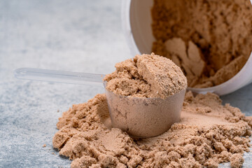 Chocolate whey protein. Supportive nutrition for muscle building	

