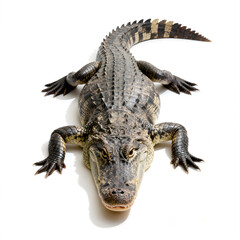 Fototapeta premium An alligator lies still showcasing its textured skin and powerful physique