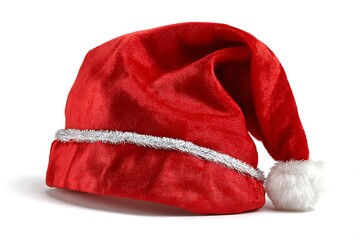Red santa hat isolated on white background for christmas holiday celebration