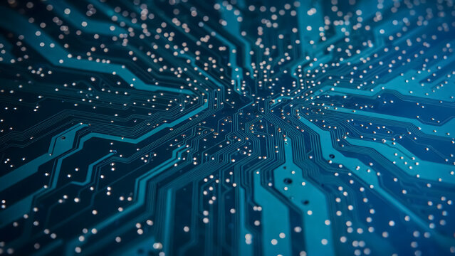 Modern technology background with vibrant circuit board design for innovative industry applications