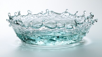 Crown formation effect dramatic water droplet impact creating perfect liquid crown with crystalline petals radiating outward captured in high-speed photography