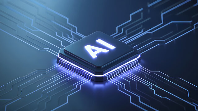 Modern AI chip powering digital transformation with cutting edge technology and neural network design