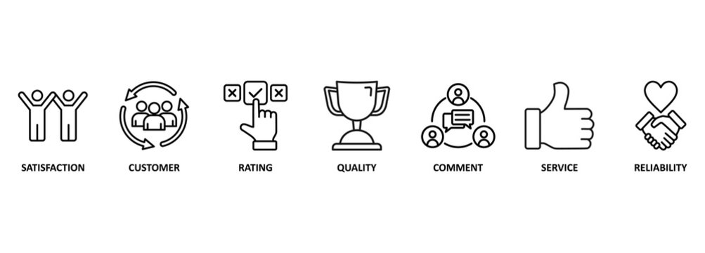 feedback concept. Banner with icons and keywords 