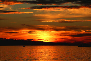 Fototapeta premium Beautiful sunset over the sea in Split, Croatia.