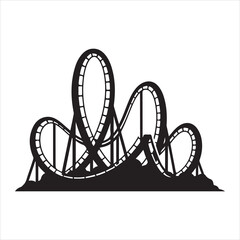 Roller Coaster Silhouette Vector Illustration &ndash; Amusement Park Ride Clipart