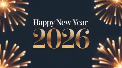 Happy new year 2026 celebration with festive golden fireworks
