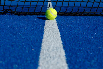 Tennis Ball Centered Directly Under Court Net White Line