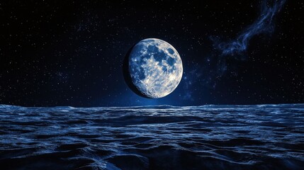 Ethereal Moonlit Ocean - A Dreamy Nightscape of Celestial Reflection.