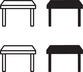 Isolated dot style table icon, dot map style furniture vector, minimal black desk dot graphic, flat surface dot style symbol, home office furniture workspace interior decoration project design