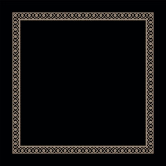 Obraz premium Square frame with gold ornate border features elegant vintage style swirls and lines creating classic decorative pattern. Elegant Decorative Square Border for Wedding Invitation, Scrapbooking design