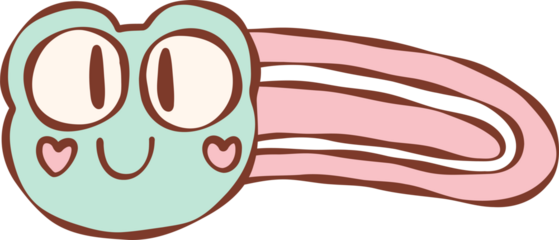 Retro Frog Hair Clip with Heart Handdrawn Doodle