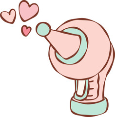 Retro Heart Beam Toy Blaster in Pink Handdrawn Doodle