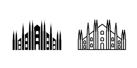 Naklejka premium Milan Cathedral set icon isolated on white background.