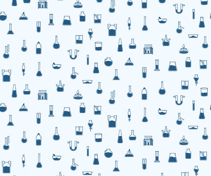 chemical laboratory vector lab flask doodle science lab tool seamless pattern - Powered by Adobe