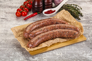 Raw beef and lamb sausages