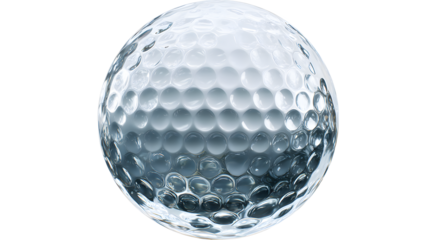 A close up of a golf ball with dimples against a black background with soft lighting effects