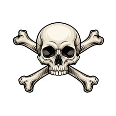 Classic skull and crossbones symbol isolated on transparent background