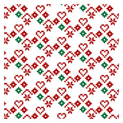 Christmas nordic pixel snowflakes heart knit seamless pattern geometric background