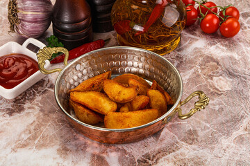 Fried rustic golden Idaho potato