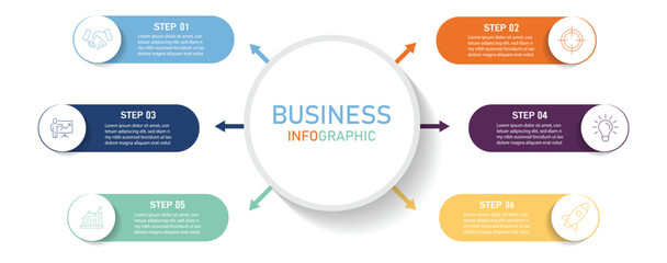 Business data visualization. Vector infographic label design with circle infographic. Abstract elements of graph, diagram with steps, options, parts or processes. 