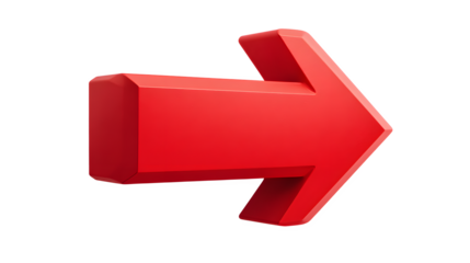 A vibrant red arrow pointing right against a stark black background in a digital rendering style