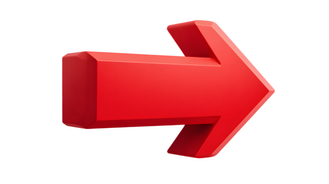A vibrant red arrow pointing right against a stark black background in a digital rendering style