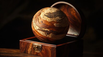 Antique Globe in Wooden Box - A Journey Through Time.